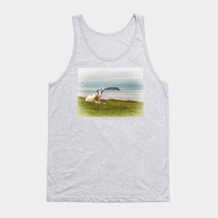 Goat Relaxing on Brean Down, Somerset art. British landscape Tank Top